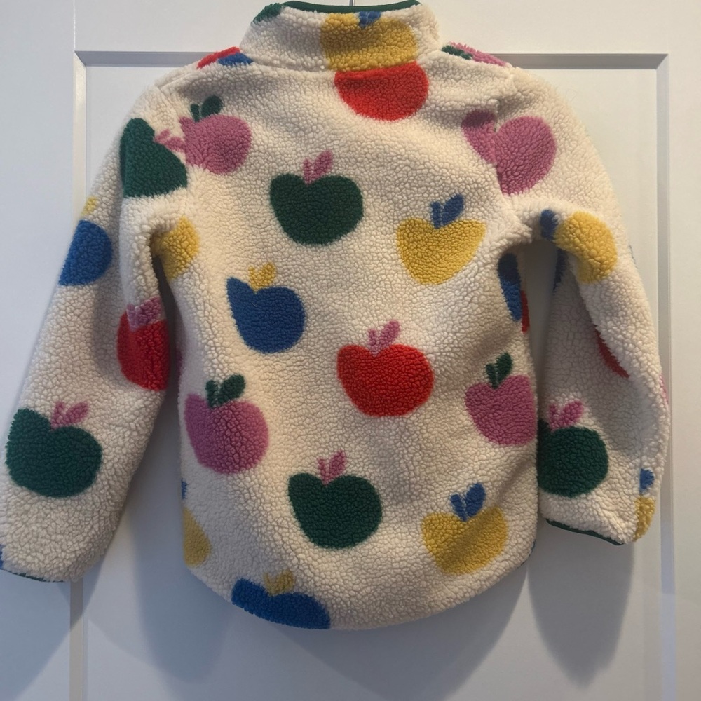 Mini Boden Apple Print Eden Borg zip Through Fleece Jacket - Picture 8 of 9